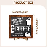 Maxbell Halloween Desk Sign Art Plaque Sign Coffee Bar Decor for Home Office Cabinet Style C