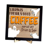 Maxbell Halloween Desk Sign Art Plaque Sign Coffee Bar Decor for Home Office Cabinet Style D