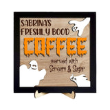 Maxbell Halloween Desk Sign Art Plaque Sign Coffee Bar Decor for Home Office Cabinet Style D