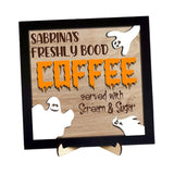 Maxbell Halloween Desk Sign Art Plaque Sign Coffee Bar Decor for Home Office Cabinet Style D
