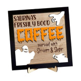 Maxbell Halloween Desk Sign Art Plaque Sign Coffee Bar Decor for Home Office Cabinet Style D