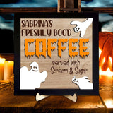 Maxbell Halloween Desk Sign Art Plaque Sign Coffee Bar Decor for Home Office Cabinet Style D