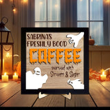 Maxbell Halloween Desk Sign Art Plaque Sign Coffee Bar Decor for Home Office Cabinet Style D