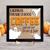 Maxbell Halloween Desk Sign Art Plaque Sign Coffee Bar Decor for Home Office Cabinet Style D