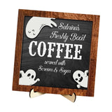 Maxbell Halloween Desk Sign Art Plaque Sign Coffee Bar Decor for Home Office Cabinet Style E