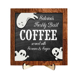Maxbell Halloween Desk Sign Art Plaque Sign Coffee Bar Decor for Home Office Cabinet Style E