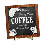 Maxbell Halloween Desk Sign Art Plaque Sign Coffee Bar Decor for Home Office Cabinet Style E