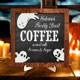 Maxbell Halloween Desk Sign Art Plaque Sign Coffee Bar Decor for Home Office Cabinet Style E