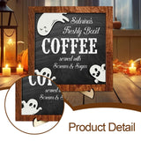 Maxbell Halloween Desk Sign Art Plaque Sign Coffee Bar Decor for Home Office Cabinet Style E