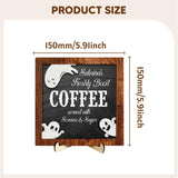 Maxbell Halloween Desk Sign Art Plaque Sign Coffee Bar Decor for Home Office Cabinet Style E