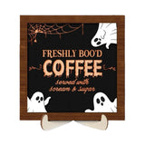 Maxbell Halloween Desk Sign Art Plaque Sign Coffee Bar Decor for Home Office Cabinet Style F