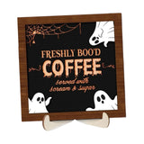 Maxbell Halloween Desk Sign Art Plaque Sign Coffee Bar Decor for Home Office Cabinet Style F