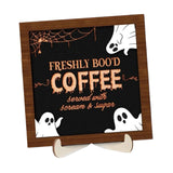 Maxbell Halloween Desk Sign Art Plaque Sign Coffee Bar Decor for Home Office Cabinet Style F