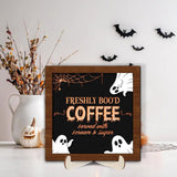 Maxbell Halloween Desk Sign Art Plaque Sign Coffee Bar Decor for Home Office Cabinet Style F