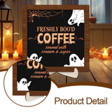 Maxbell Halloween Desk Sign Art Plaque Sign Coffee Bar Decor for Home Office Cabinet Style F