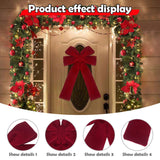 Maxbell Red Christmas Bow for Tree Velvet Wreath Bow for Front Door Festival Holiday
