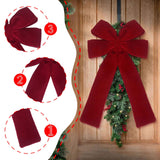Maxbell Red Christmas Bow for Tree Velvet Wreath Bow for Front Door Festival Holiday