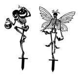 Maxbell 2 Pieces Skeleton Halloween Yard Signs Weatherproof for Garden Party Outside