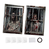 Maxbell 2Pcs Halloween Scary Window Cover Decorations 47.3x31.5 Inches with hook