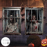 Maxbell 2Pcs Halloween Scary Window Cover Decorations 47.3x31.5 Inches with hook