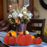 Maxbell 3x Artificial Velvet Pumpkins Home Craftsmanship Autumn Holiday Faux Pumpkin