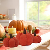 Maxbell 3x Artificial Velvet Pumpkins Home Craftsmanship Autumn Holiday Faux Pumpkin