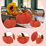 Maxbell 3x Artificial Velvet Pumpkins Home Craftsmanship Autumn Holiday Faux Pumpkin