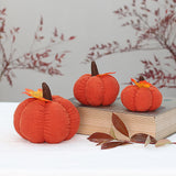 Maxbell 3x Artificial Velvet Pumpkins Home Craftsmanship Autumn Holiday Faux Pumpkin