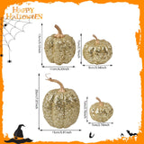 Maxbell 7 Pieces Artificial Glitter Pumpkins Table Centerpiece for Home Parties Fall Gold