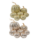 Maxbell 7 Pieces Artificial Glitter Pumpkins Table Centerpiece for Home Parties Fall Gold