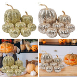 Maxbell 7 Pieces Artificial Glitter Pumpkins Table Centerpiece for Home Parties Fall Gold