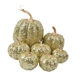 Maxbell 7 Pieces Artificial Glitter Pumpkins Table Centerpiece for Home Parties Fall Gold