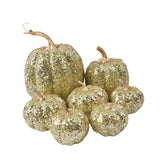 Maxbell 7 Pieces Artificial Glitter Pumpkins Table Centerpiece for Home Parties Fall Gold