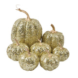 Maxbell 7 Pieces Artificial Glitter Pumpkins Table Centerpiece for Home Parties Fall Gold