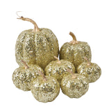 Maxbell 7 Pieces Artificial Glitter Pumpkins Table Centerpiece for Home Parties Fall Gold