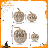Maxbell 7 Pieces Artificial Glitter Pumpkins Table Centerpiece for Home Parties Fall Champagne