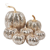 Maxbell 7 Pieces Artificial Glitter Pumpkins Table Centerpiece for Home Parties Fall Champagne