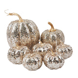 Maxbell 7 Pieces Artificial Glitter Pumpkins Table Centerpiece for Home Parties Fall Champagne