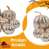 Maxbell 7 Pieces Artificial Glitter Pumpkins Table Centerpiece for Home Parties Fall Champagne