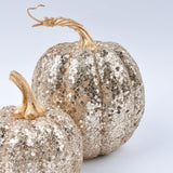 Maxbell 7 Pieces Artificial Glitter Pumpkins Table Centerpiece for Home Parties Fall Champagne