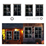 Maxbell 2 Pieces Halloween Curtain Scary Window Cover for Carnival Scary Movie Night with Black Ribbon