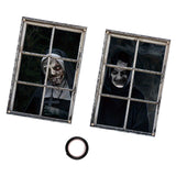 Maxbell 2 Pieces Halloween Curtain Scary Window Cover for Carnival Scary Movie Night with Black Ribbon