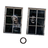 Maxbell 2 Pieces Halloween Curtain Scary Window Cover for Carnival Scary Movie Night with Black Ribbon
