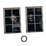 Maxbell 2 Pieces Halloween Curtain Scary Window Cover for Carnival Scary Movie Night with Black Ribbon