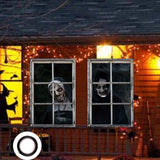 Maxbell 2 Pieces Halloween Curtain Scary Window Cover for Carnival Scary Movie Night with Black Ribbon