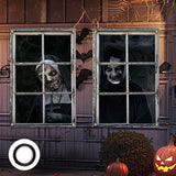 Maxbell 2 Pieces Halloween Curtain Scary Window Cover for Carnival Scary Movie Night with Black Ribbon