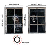 Maxbell 2 Pieces Halloween Curtain Scary Window Cover for Carnival Scary Movie Night w Ribbon Hooks Glue