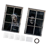 Maxbell 2 Pieces Halloween Curtain Scary Window Cover for Carnival Scary Movie Night w Ribbon Hooks Glue