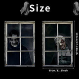 Maxbell 2 Pieces Halloween Curtain Scary Window Cover for Carnival Scary Movie Night w Ribbon Hooks Glue