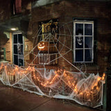 Maxbell 2 Pieces Halloween Curtain Scary Window Cover for Carnival Scary Movie Night w Ribbon Hooks Glue